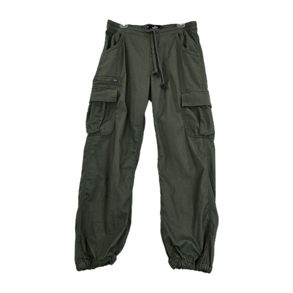 Hollister Pants Mens Medium Green Adjustable-Rise Parachute Baggy Cargo Jogger - Picture 1 of 15